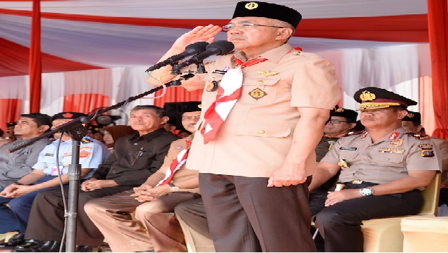 Gubernur Riau Pimpin Upacara Peringatan Hari Pramuka Ke 55 Tahun 2016