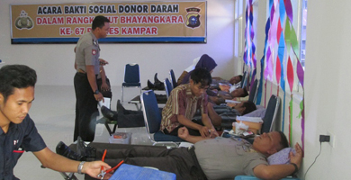 Polres Kampar Gelar Donor Darah Bersempena HUT Bhayangkara Ke 67 